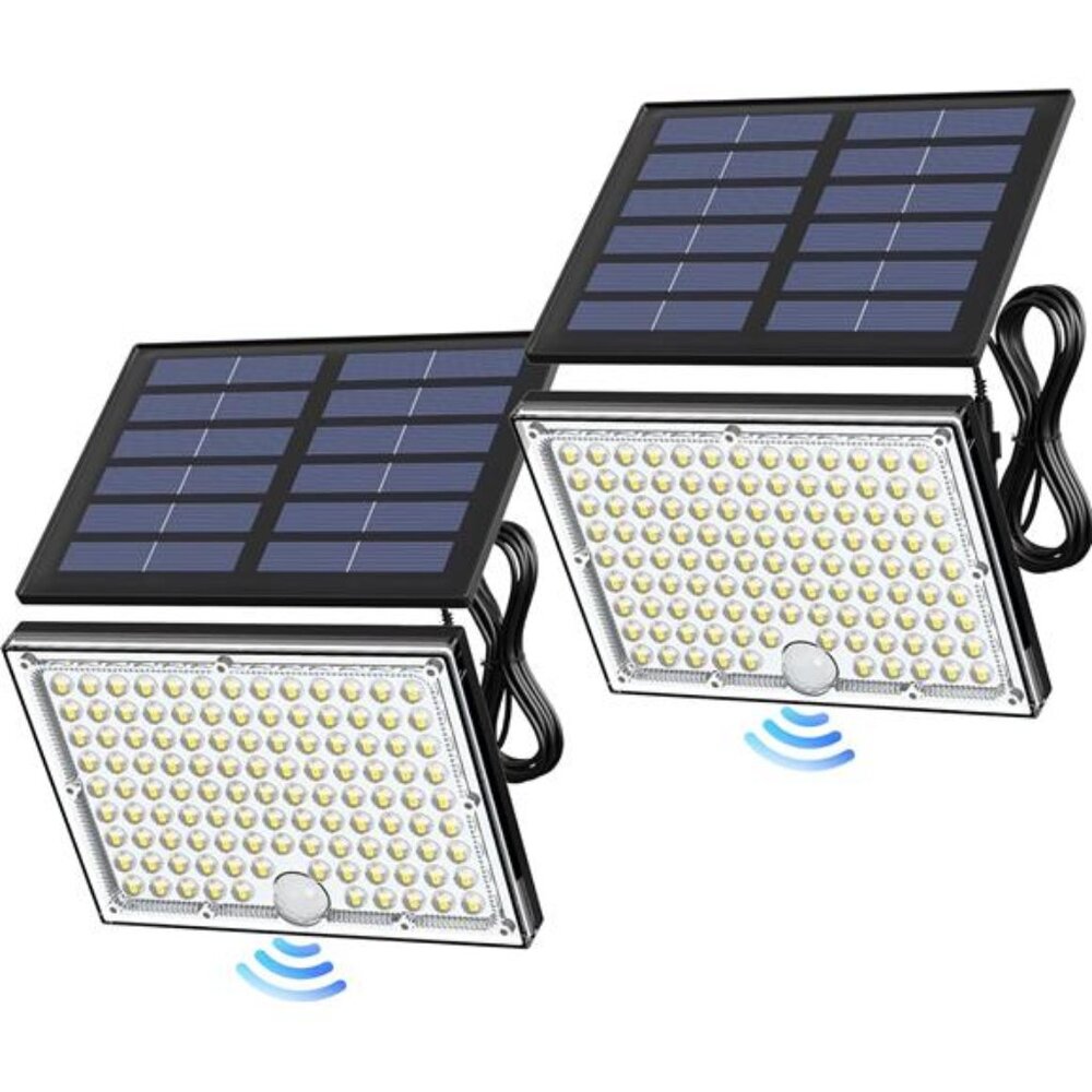 Solar Motion Lights Outdoor 113 LED Waterproof Dusk to Dawn Security Flood Light